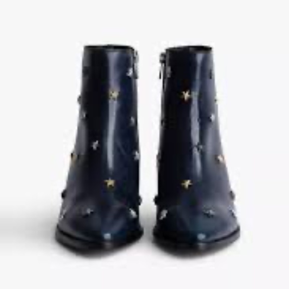 Zadig & Voltaire Women's Tyler Vintage Pointed Toe Star Studded Boots. - Picture 3 of 3
